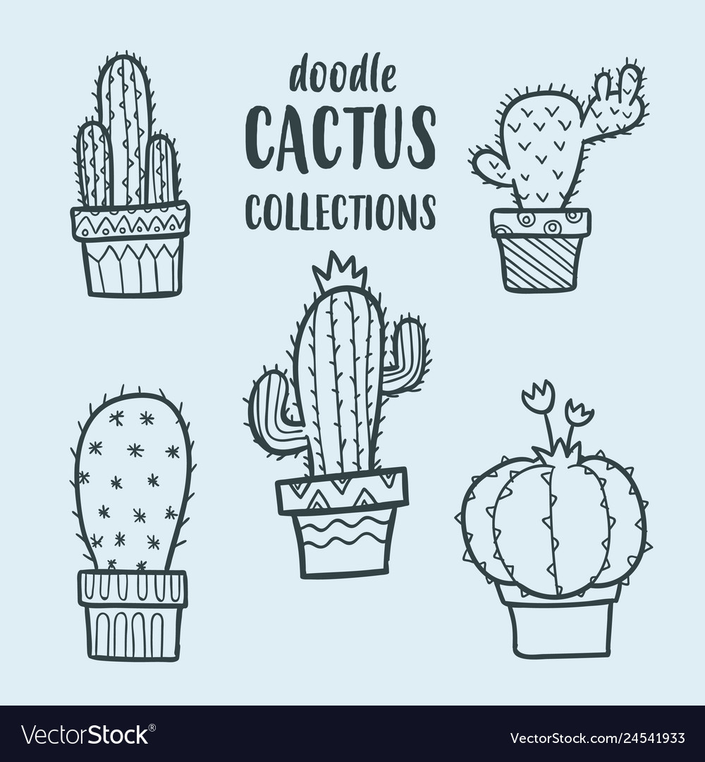 Cactus cute sticker drawing sketch for coloring 5484819 Vector Art at  Vecteezy