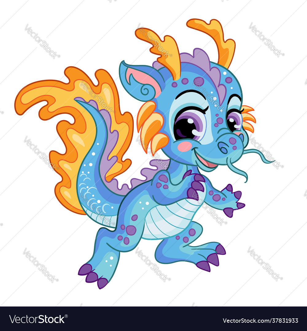 Cute little water dragon isolated Royalty Free Vector Image