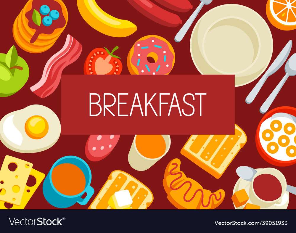Healthy breakfast background various food Vector Image