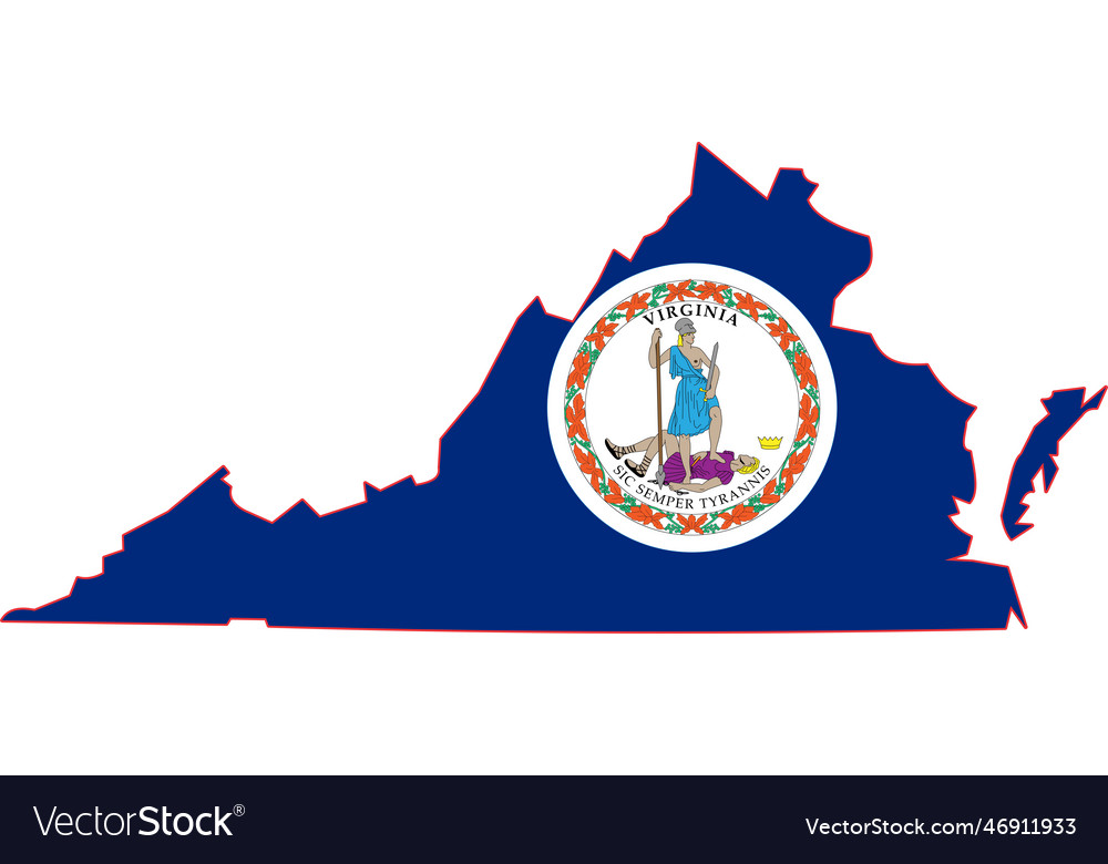 Map of virginia state usa Royalty Free Vector Image