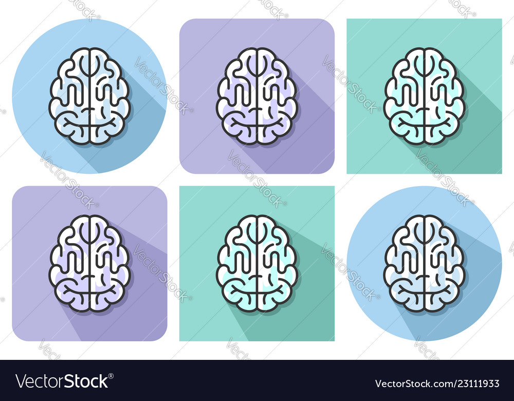 Outlined icon of human brain with parallel Vector Image