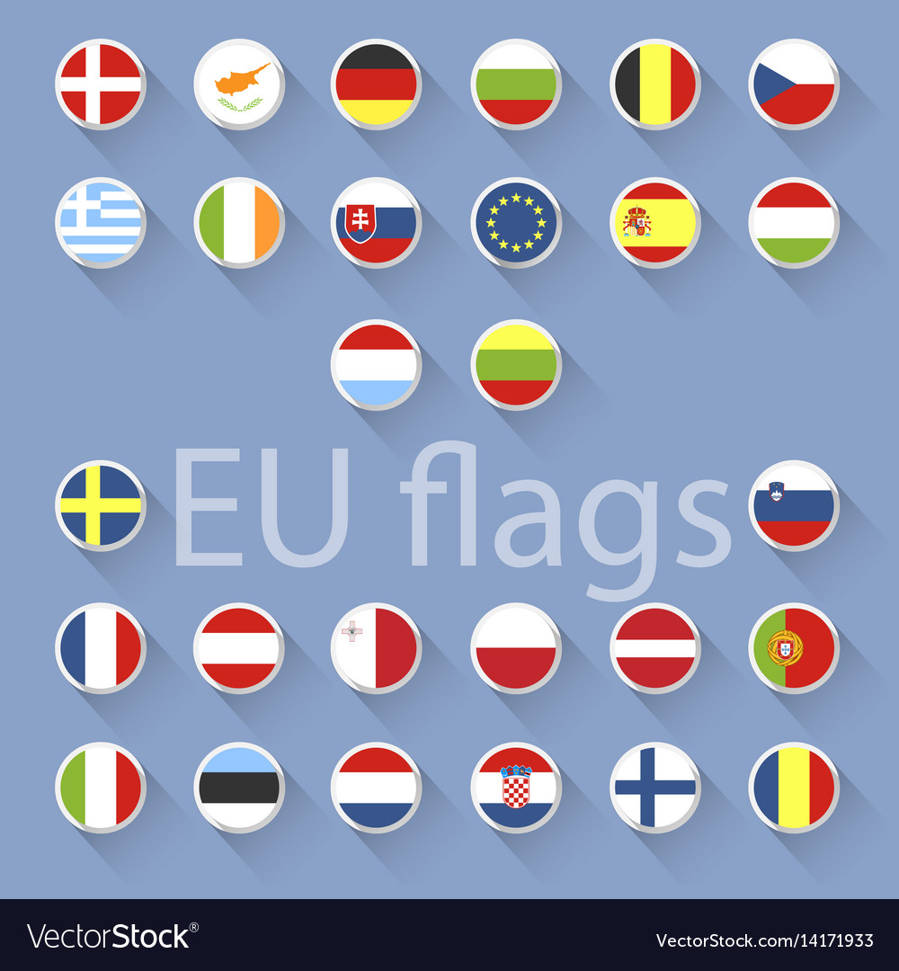 Set european union flags flat design Royalty Free Vector