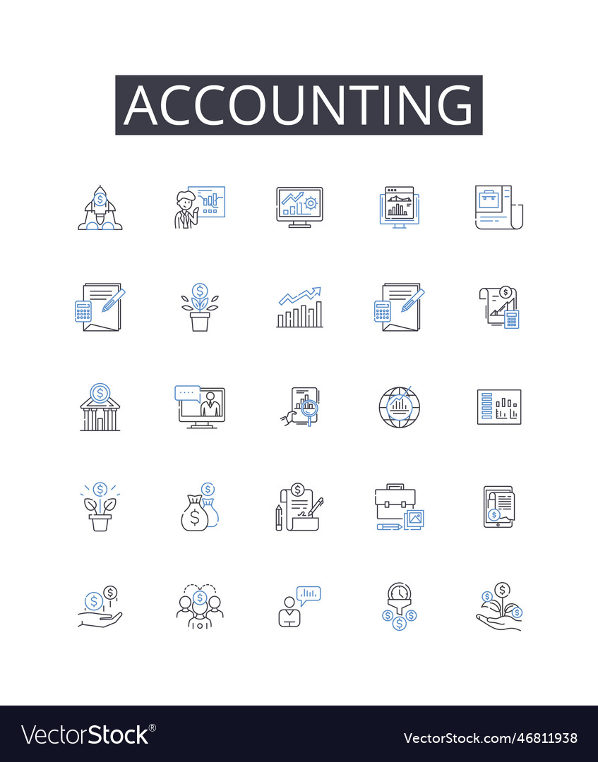 Accounting line icons collection marketing sales Vector Image