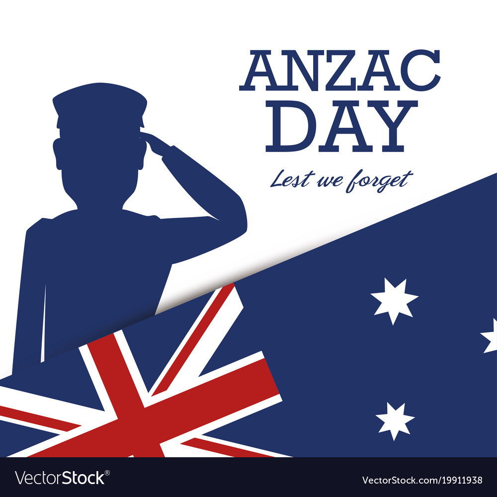 Anzac day poster with military soldier Royalty Free Vector