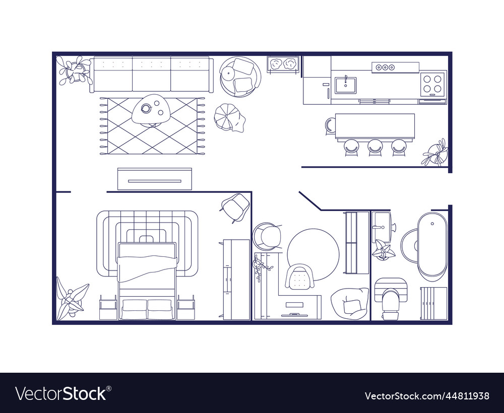 apartment-interior-floor-plan-outlined-floorplan-vector-image