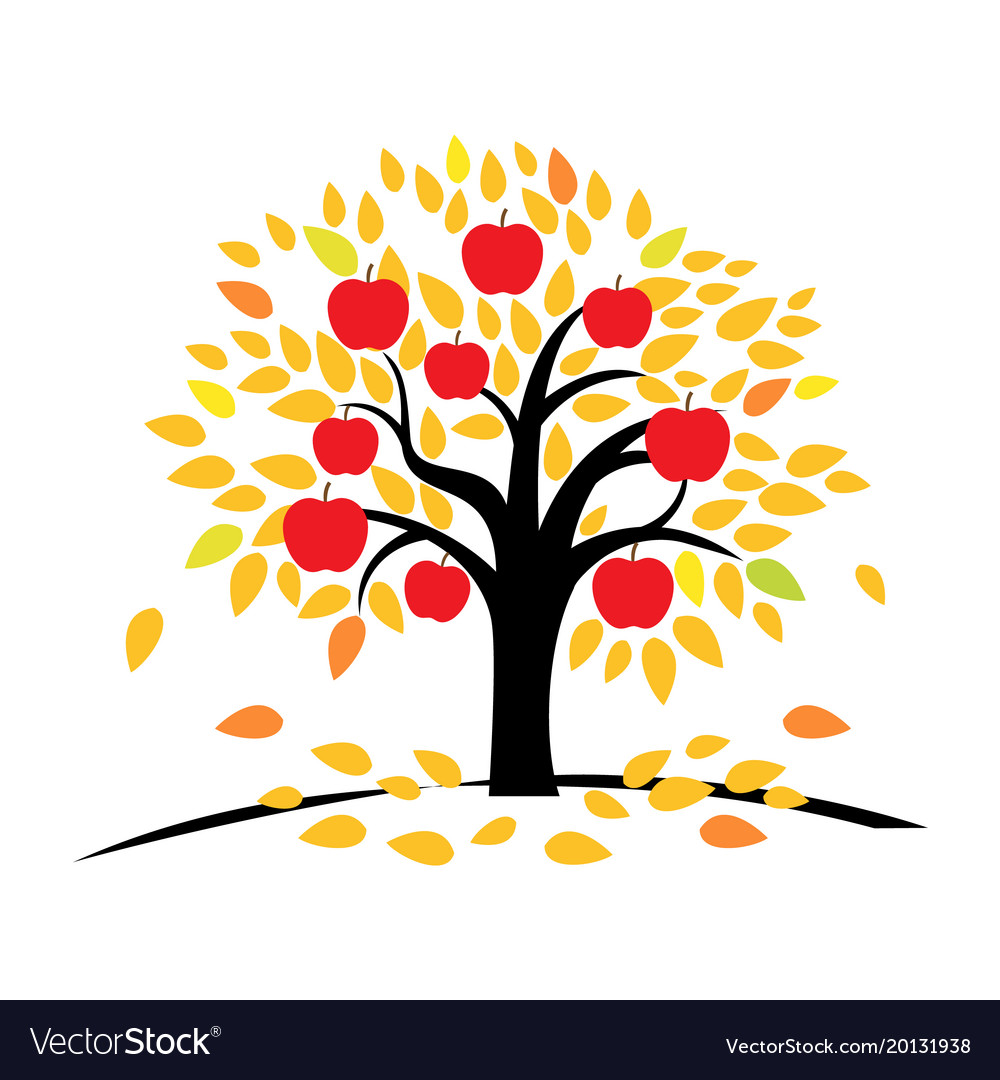 Apple tree with yellow and orange leaves Vector Image