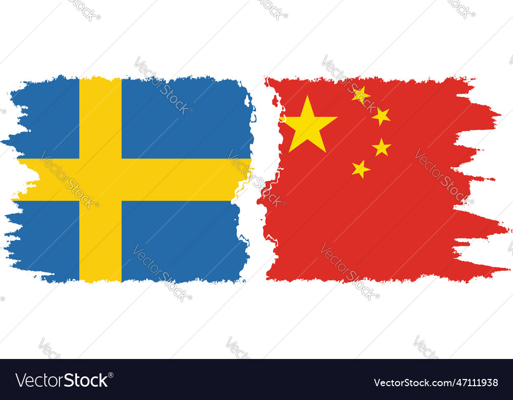 China and sweden grunge flags connection Vector Image