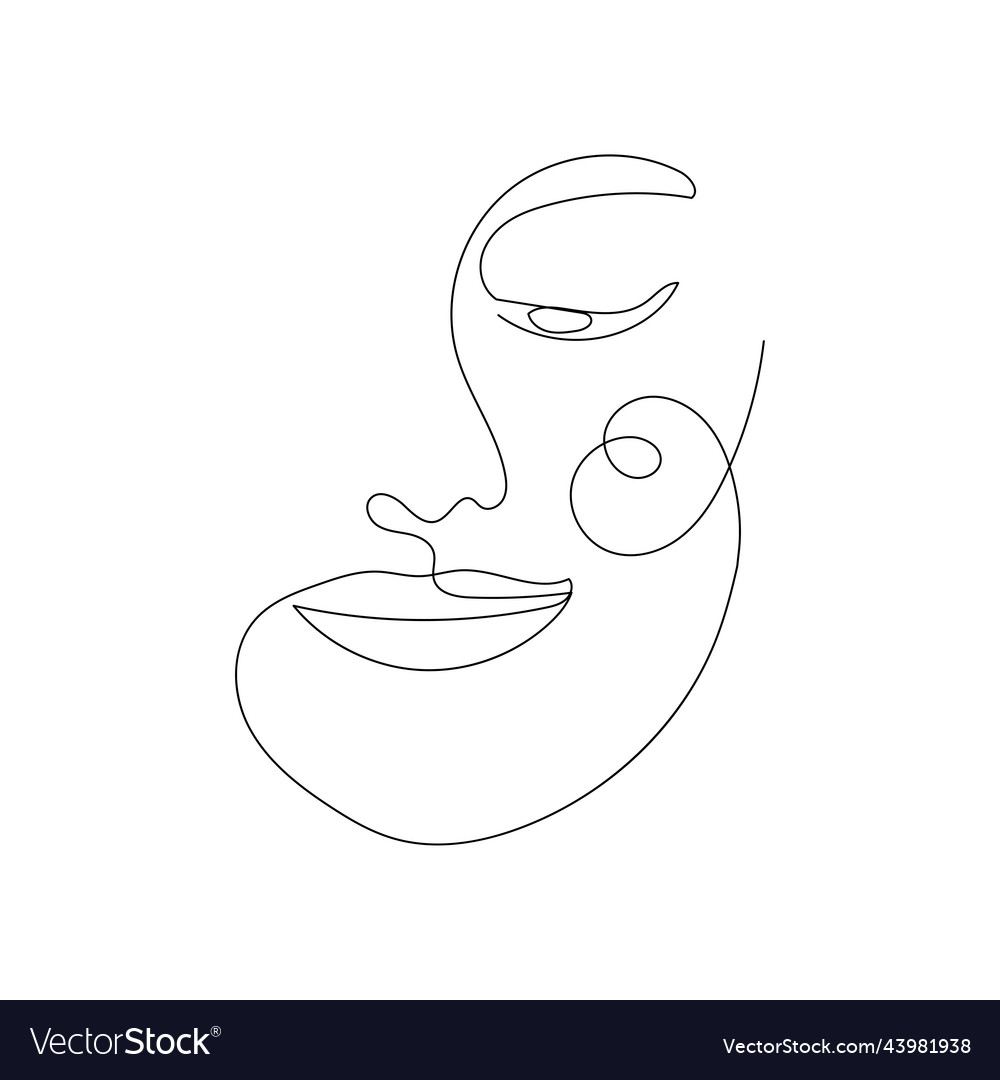 Continuous line drawing of portrait Royalty Free Vector