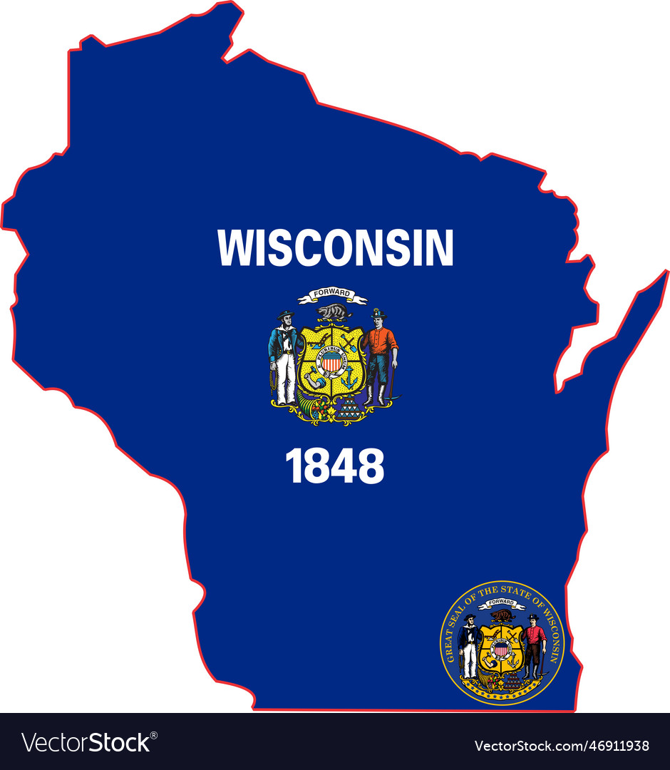 Map of wisconsin state usa Royalty Free Vector Image