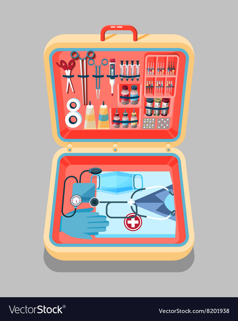 Medical suitcase isometrics Royalty Free Vector Image