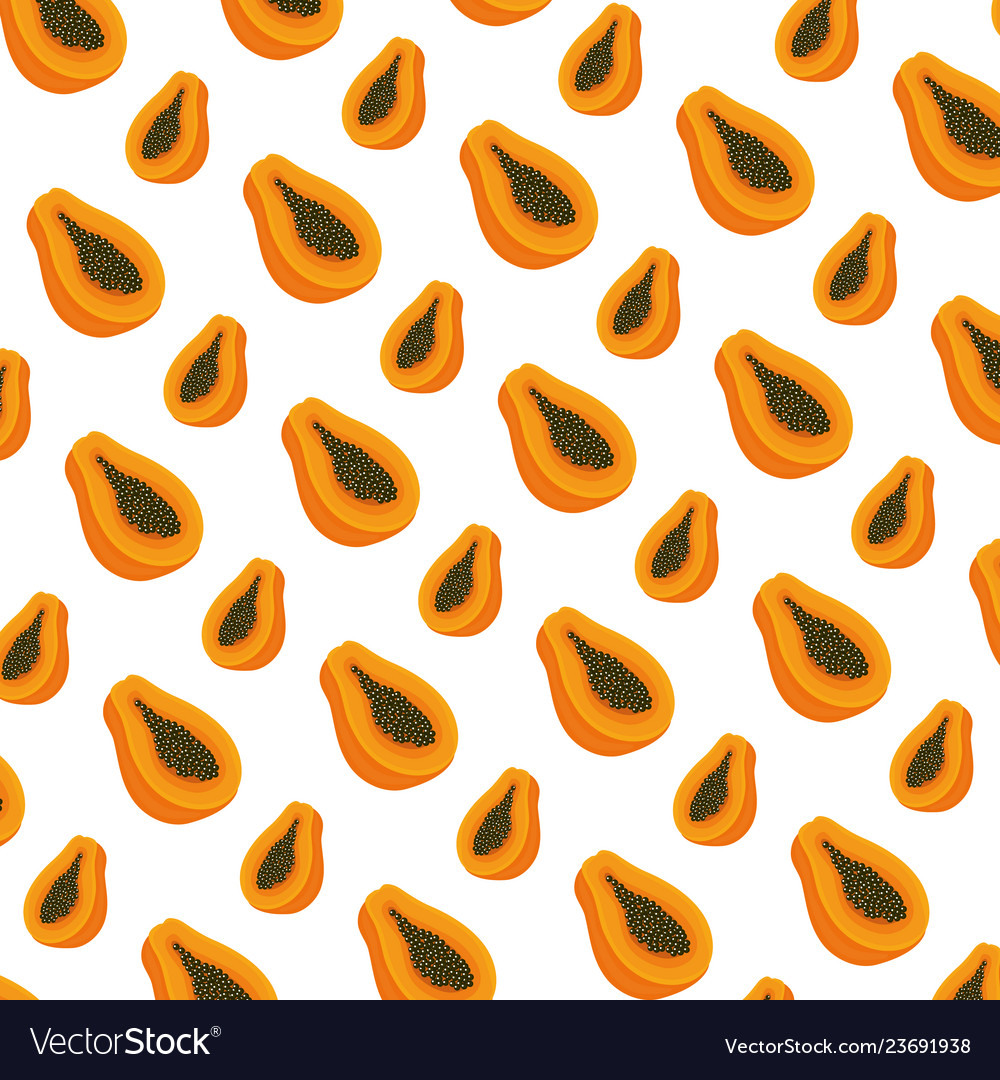 Papaya fresh fruit pattern background Royalty Free Vector