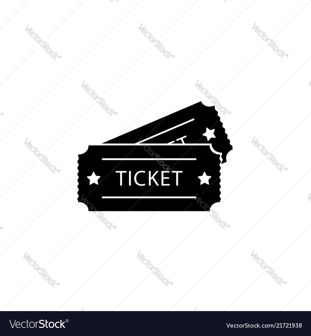 Ticket icon black on white Royalty Free Vector Image