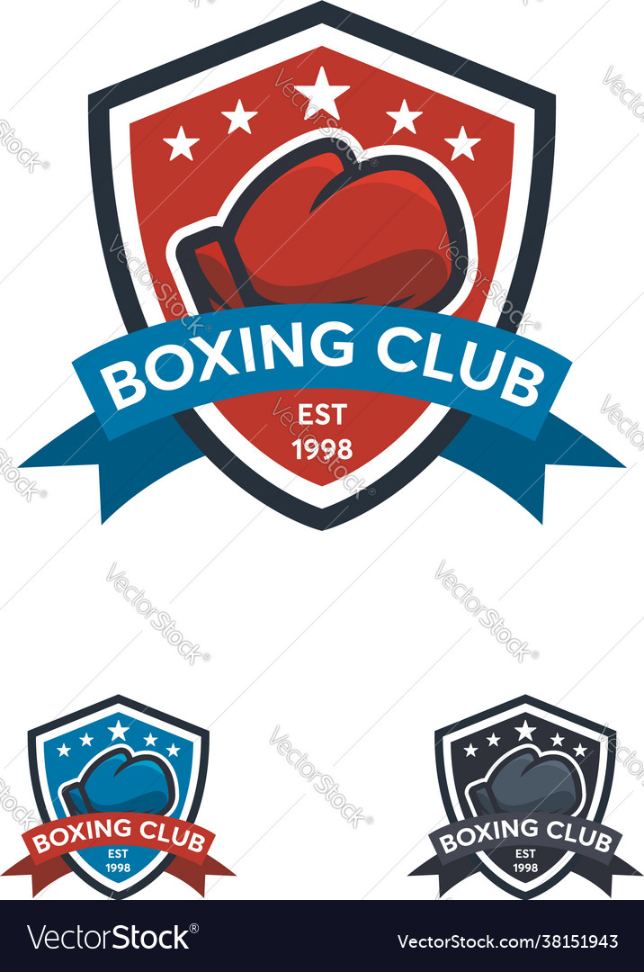 Boxing sport logo designs badge emblem Royalty Free Vector