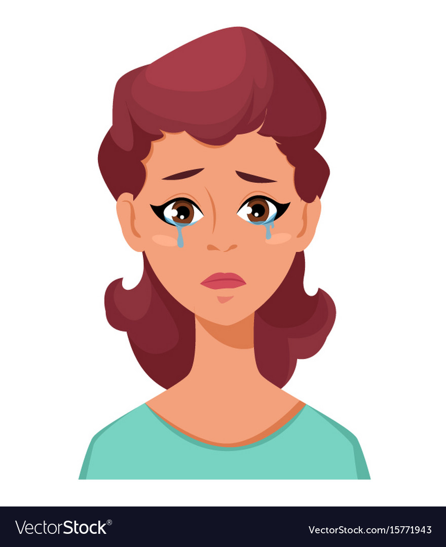 Face expression of a woman - crying unhappy Vector Image