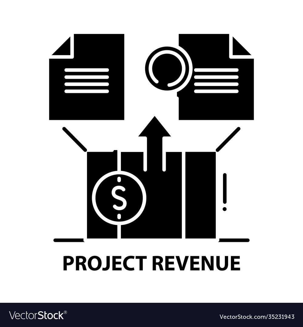 Project revenue icon black sign Royalty Free Vector Image