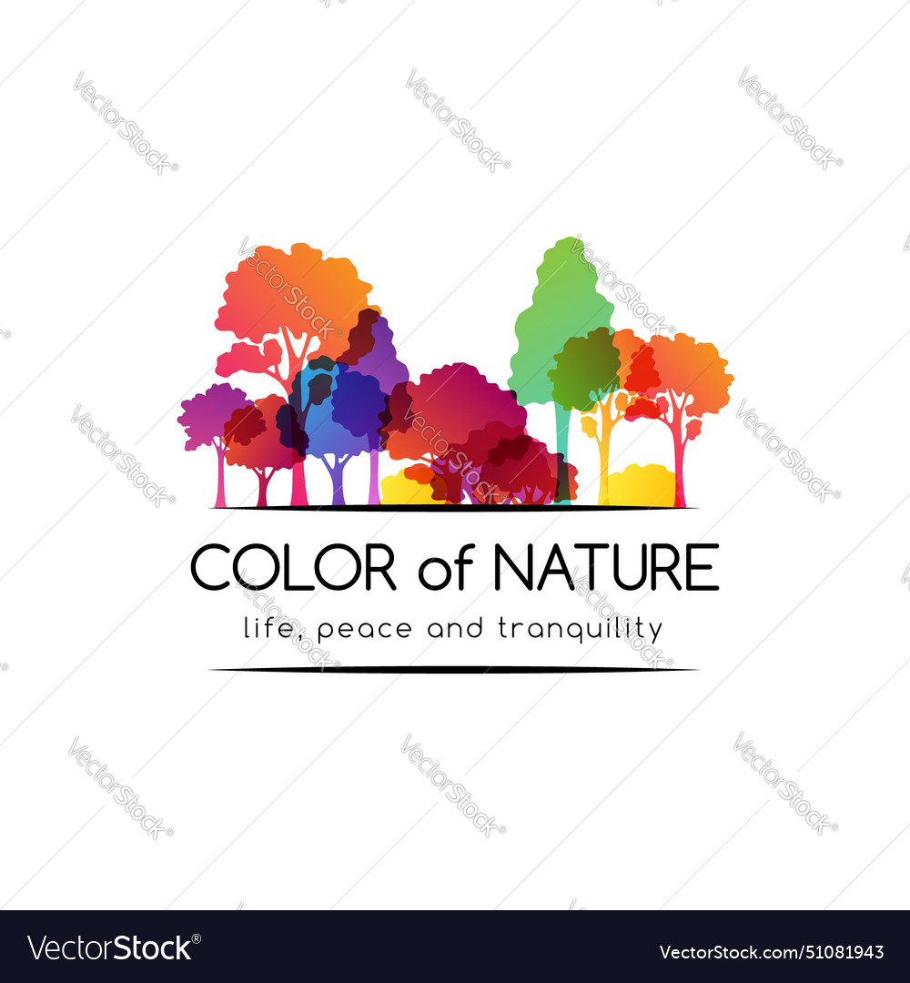 Rainbow season forest of colorful trees bright Vector Image