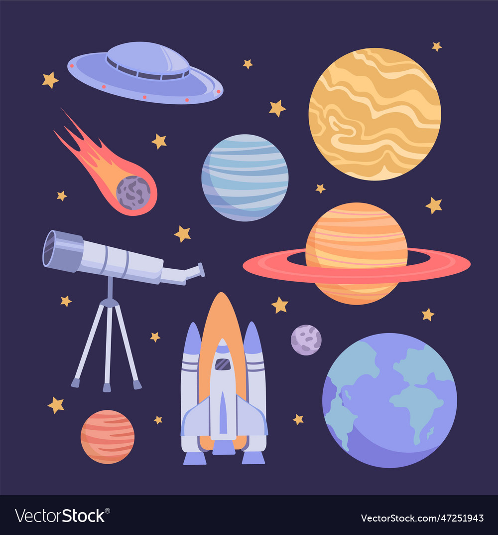 Space Object Set Royalty Free Vector Image VectorStock space-object-set-royalty-free-vector-image-vectorstock