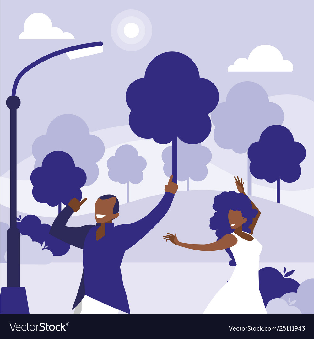 Young black couple dancing in park Royalty Free Vector Image