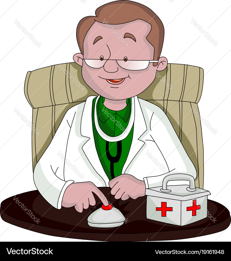 Doctor ringing table bell at clinic Royalty Free Vector