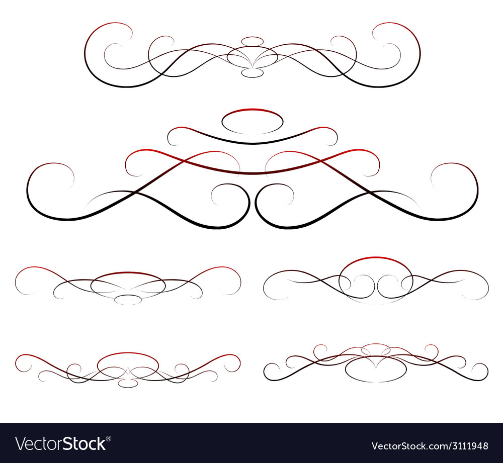 Elements of design calligraphy set Royalty Free Vector Image