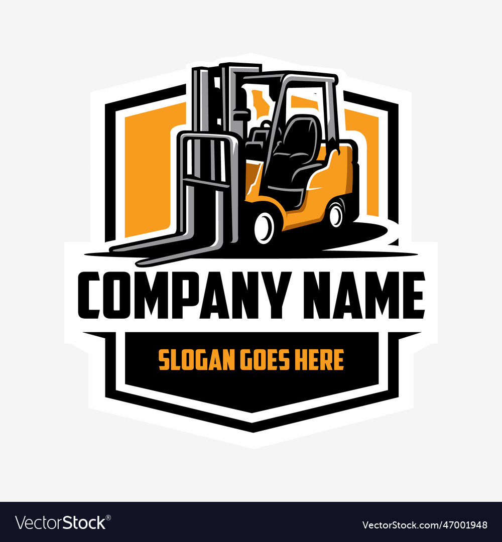 Fork lift company emblem logo design best Vector Image