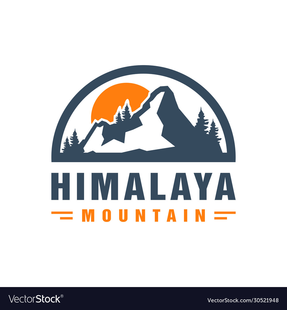 Himalayan mountain logo design Royalty Free Vector Image