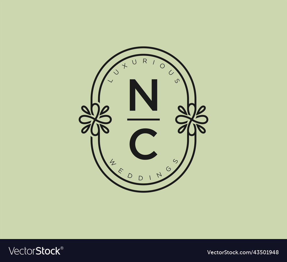 Nc initials letter wedding monogram logos Vector Image