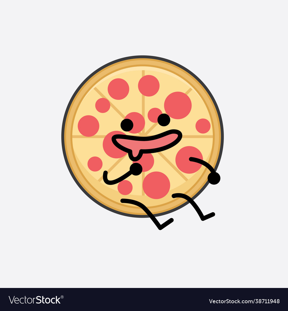 Pizza Character With Cute Face And Simple Body Vector Image