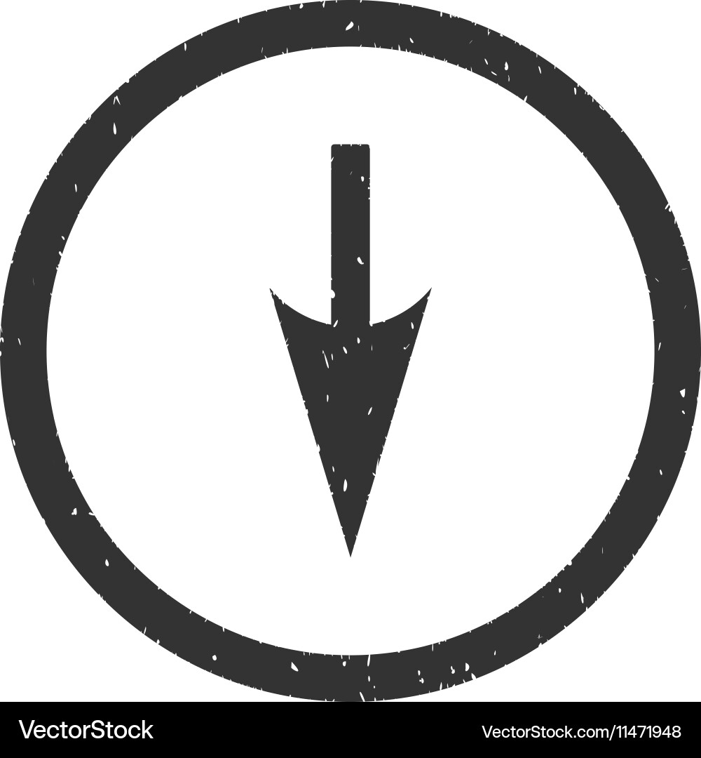 Sharp down arrow icon rubber stamp Royalty Free Vector Image