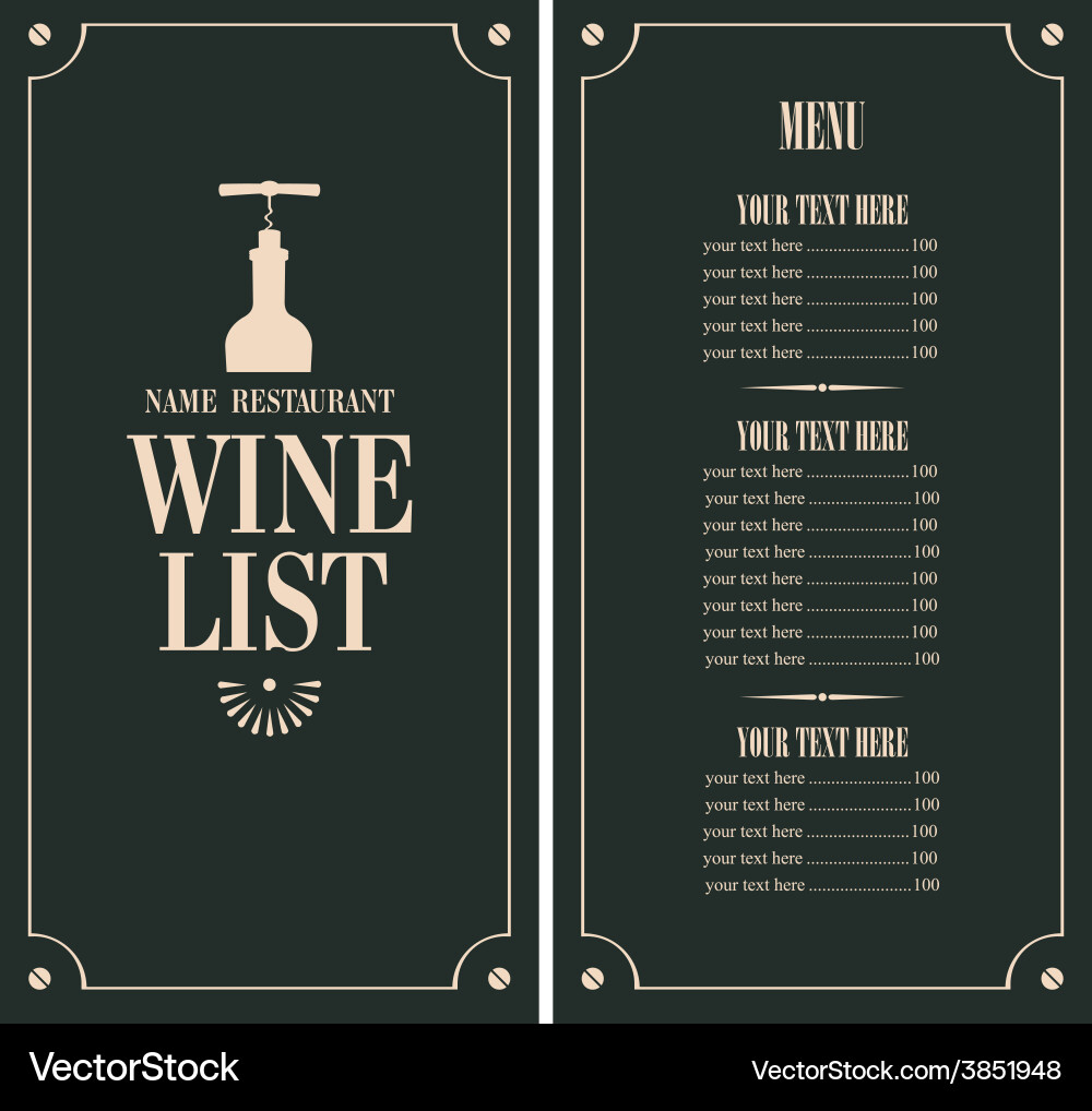 Wine list Royalty Free Vector Image - VectorStock