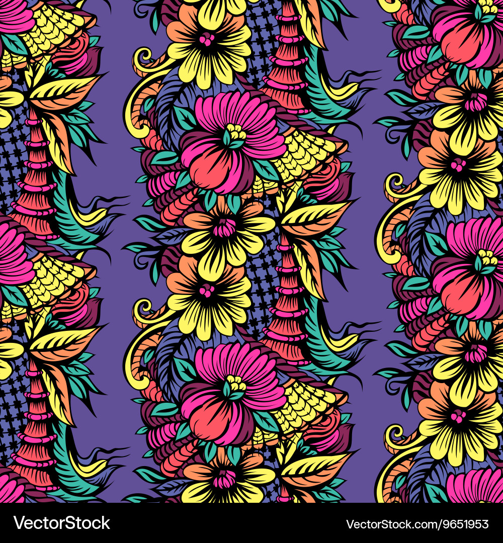 Bright seamless pattern with flowers the pattern Vector Image