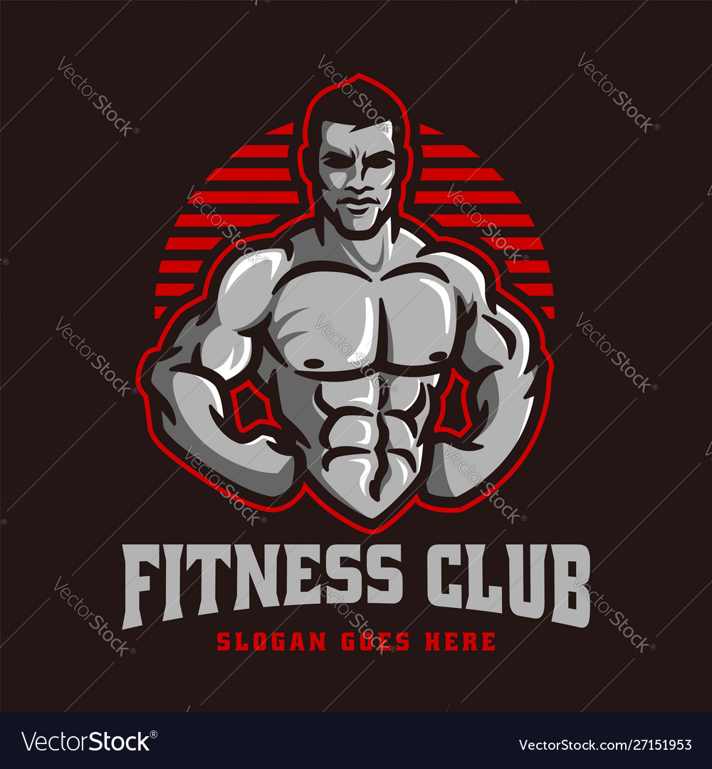 Fitness gym bodybuilder logo template Royalty Free Vector