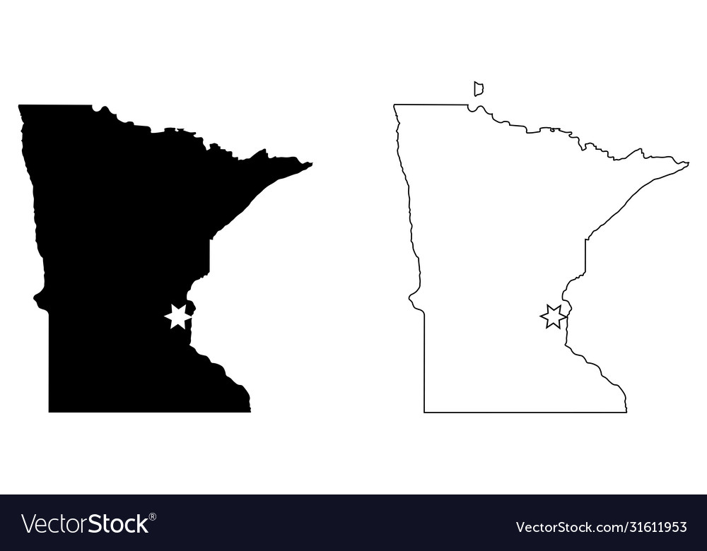 Capital Of Minnesota Map Minnesota Mn State Map Usa With Capital City Star Vector Image