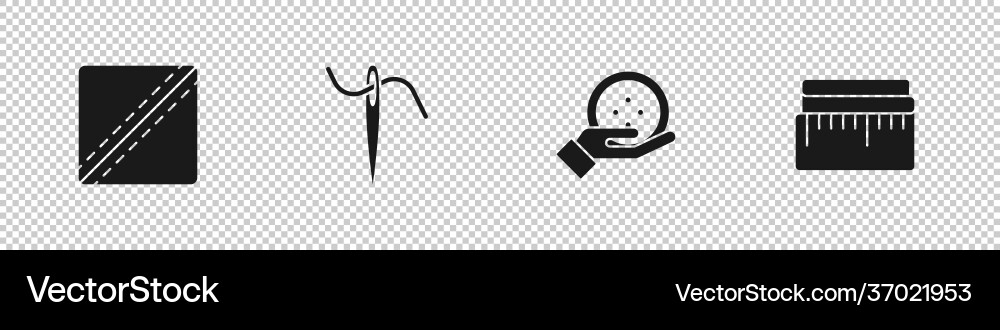Set sewing pattern needle for sewing with thread Vector Image
