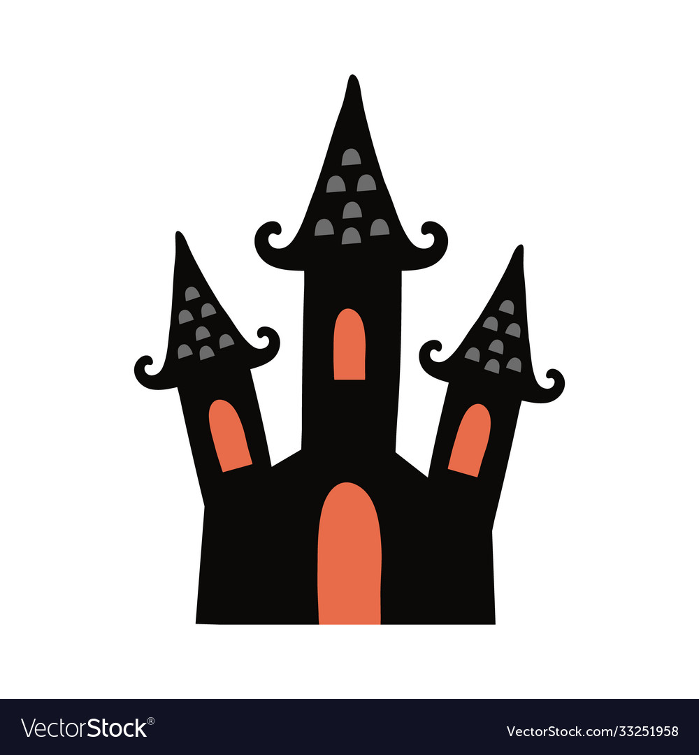 Halloween dark castle flat style icon Royalty Free Vector