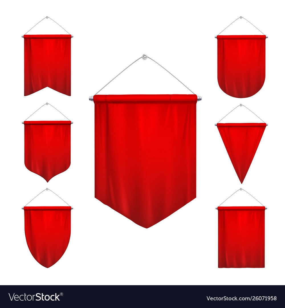 Red pennants realistic set Royalty Free Vector Image