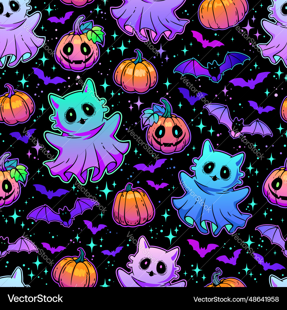 Seamless of cute ghosts Royalty Free Vector Image