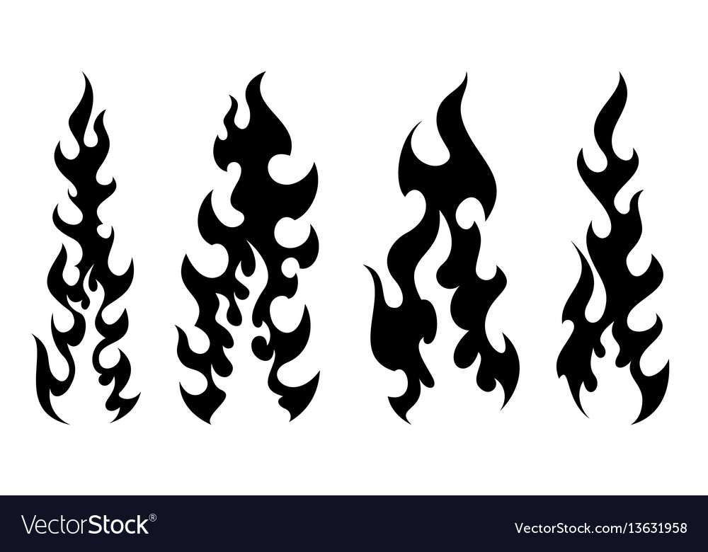 Stylish tattooed fire white background Royalty Free Vector