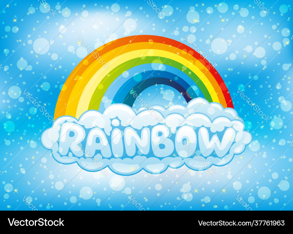 Bright rainbow and clouds Royalty Free Vector Image