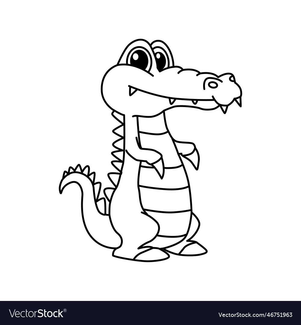 Crocodile cartoon coloring page for kids Vector Image