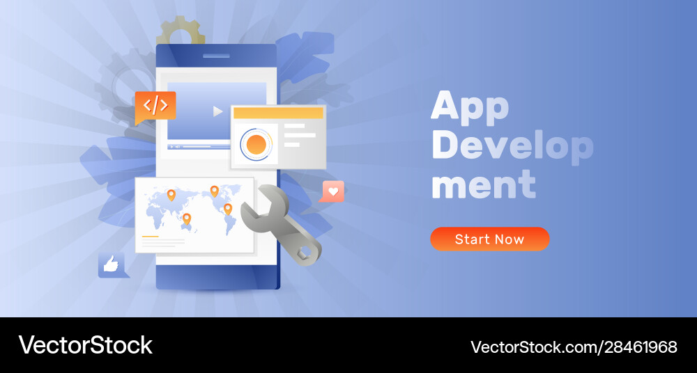 App Development Banner Template Royalty Free Vector Image