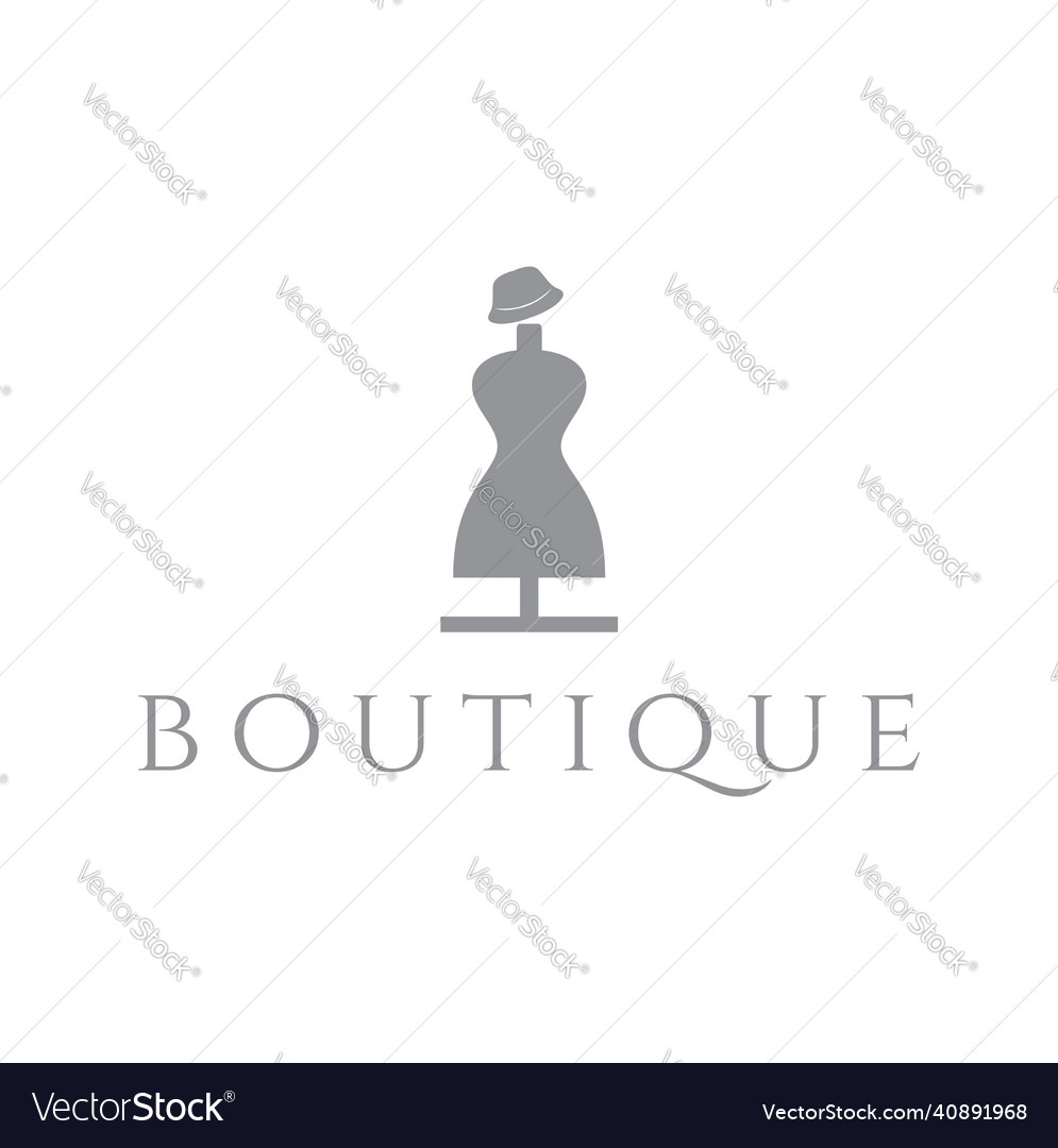 Boutique Dress Mannequin With Hat Logo Design Vector Image