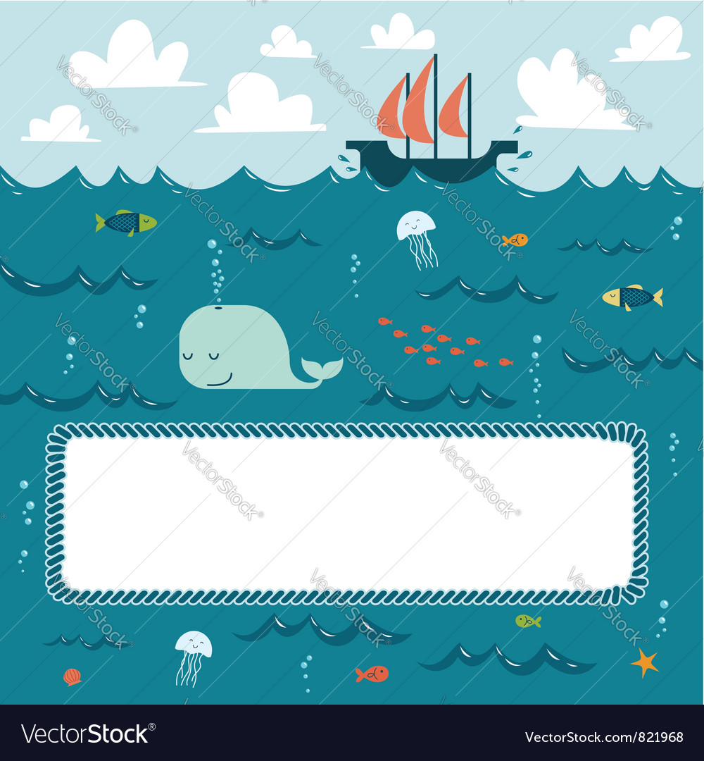 Deep blue sea frame Royalty Free Vector Image - VectorStock