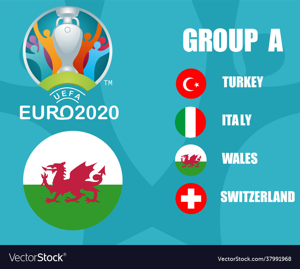 Euro 2020 group a wales Royalty Free Vector Image