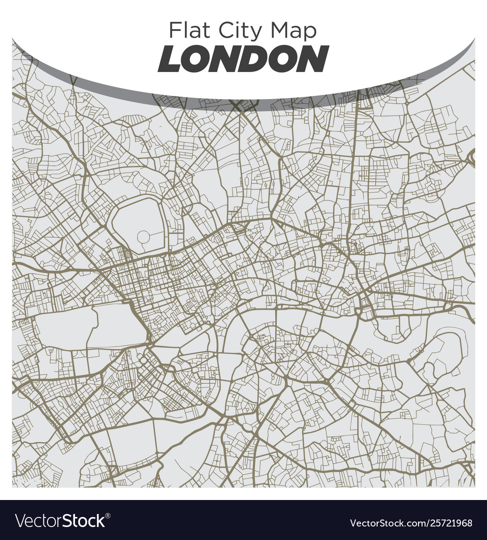 Map Of Central London Uk Flat White And Beige Map Central London England Vector Image