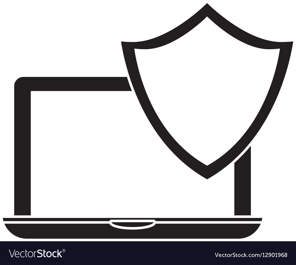 Laptop shield server banner icon Royalty Free Vector Image