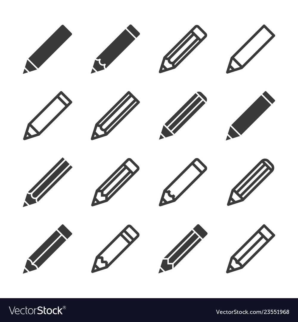Pencil icon set vector image Pencil icon set