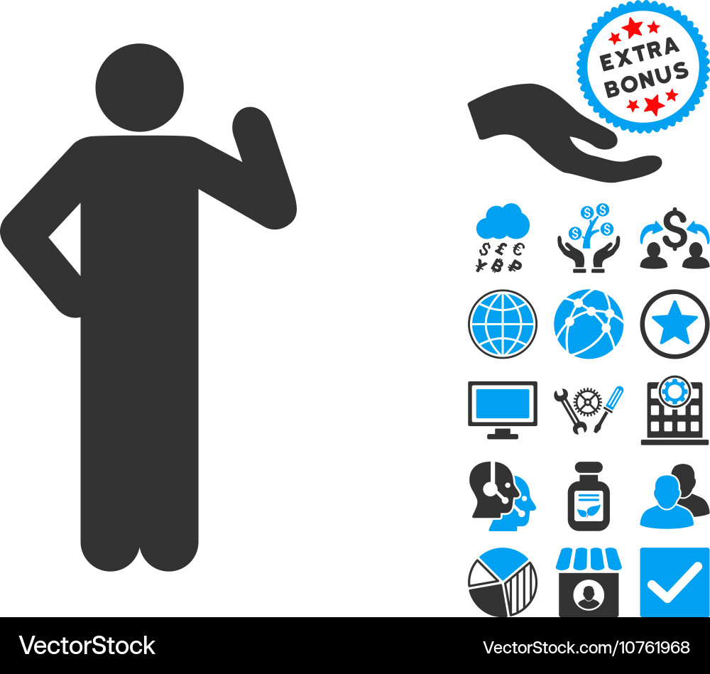 Proposal pose flat icon with bonus Royalty Free Vector Image