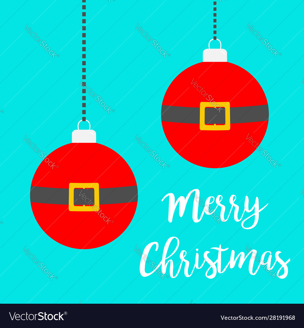 Two Merry Christmas Ball Toy Set Hanging Dash Vector Image