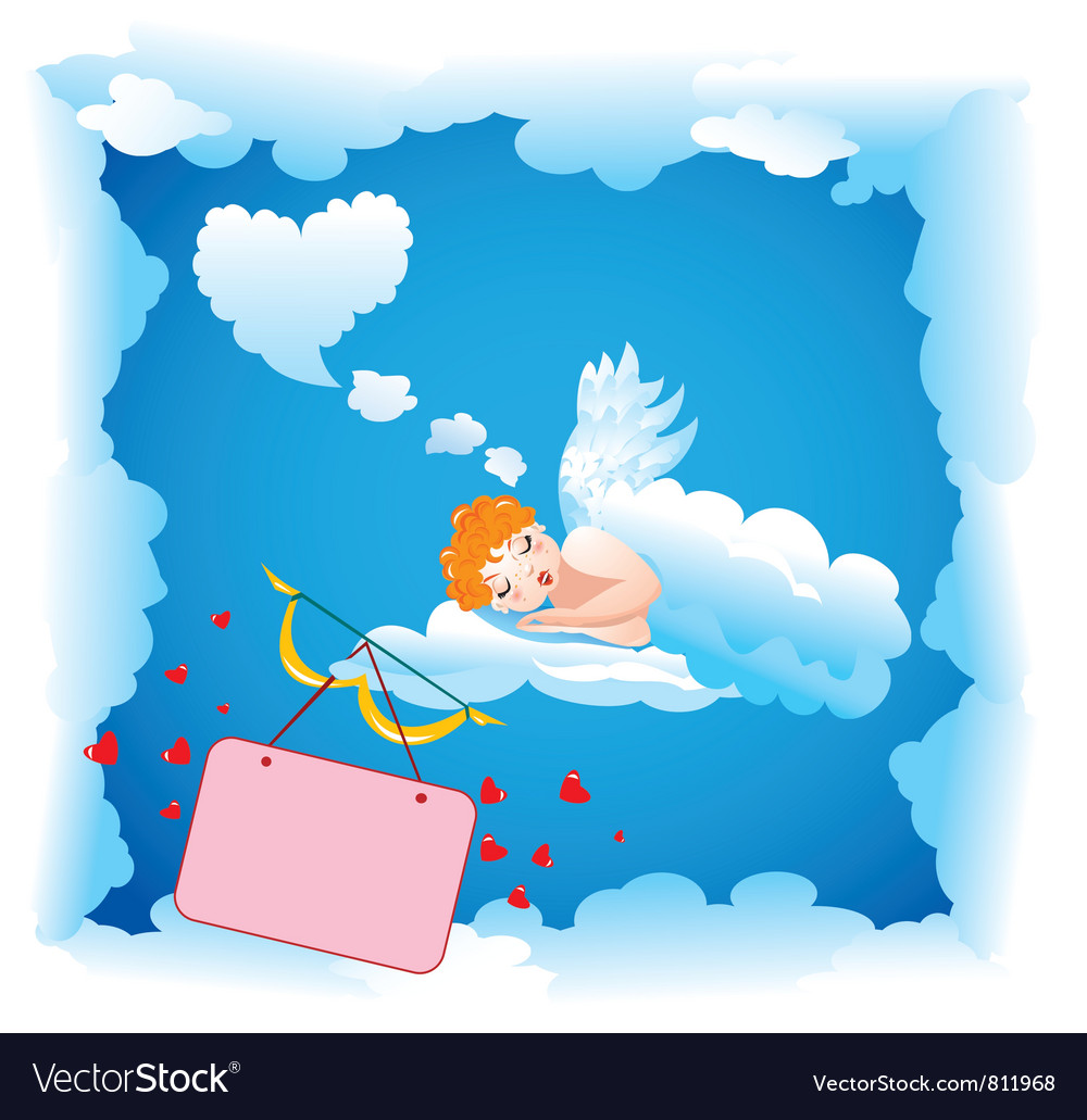 Valentines day card with funny angel Royalty Free Vector